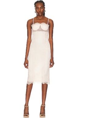 Revolve NBD Rosa Midi Lace-Trim Slip Dress in Light Pink Medium NWT